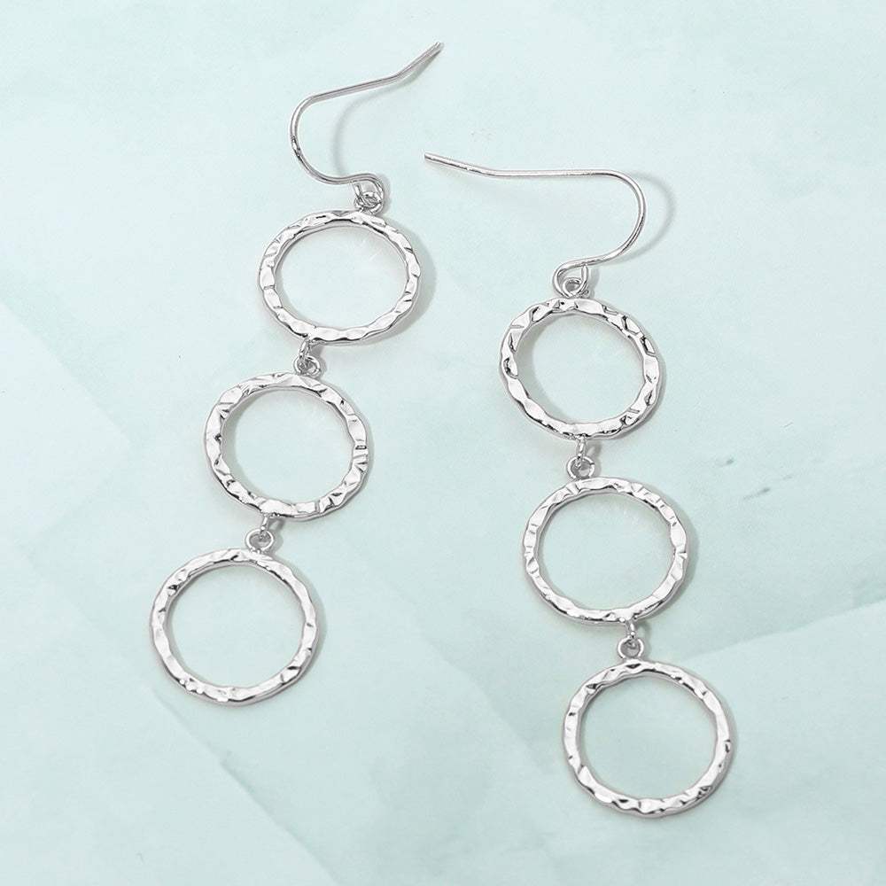 Textured Metal Open Circle Link Drop Earrings - Madeline Love - Flyclothing LLC