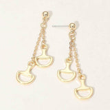 Double Metal Horsebit Charm Drop Earrings - Madeline Love - Flyclothing LLC