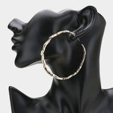 Textured Irregular Metal Hoop Earrings - Madeline Love - Flyclothing LLC