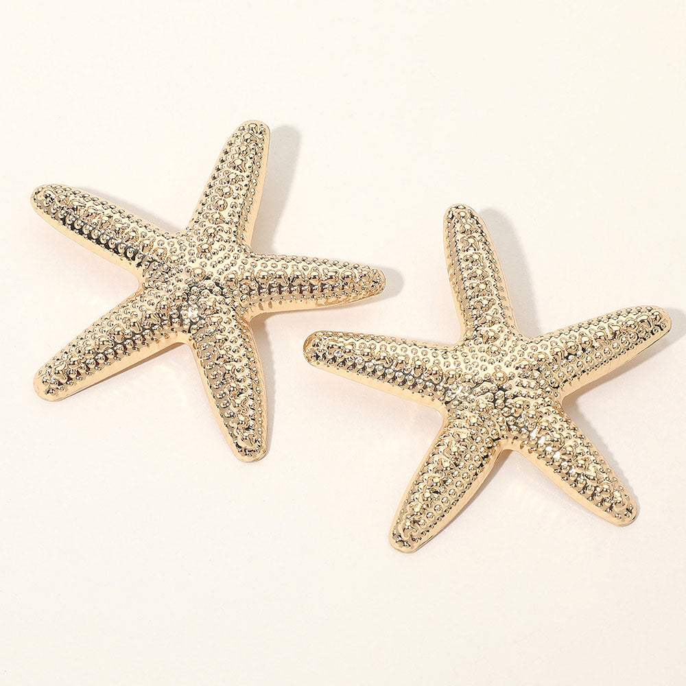 SECRET BOX_Bold Textured Metal Starfish Statement Earrings - Madeline Love - Flyclothing LLC