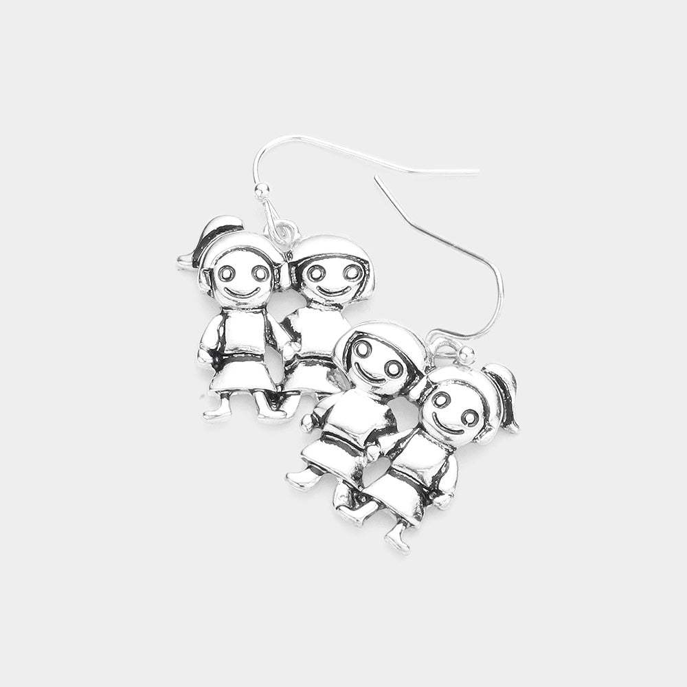 Metal Couple Best Friend Dangle Earrings - Madeline Love - Flyclothing LLC
