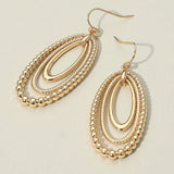 Textured Bead Layered Oval Dangle Earrings - Madeline Love - Flyclothing LLC