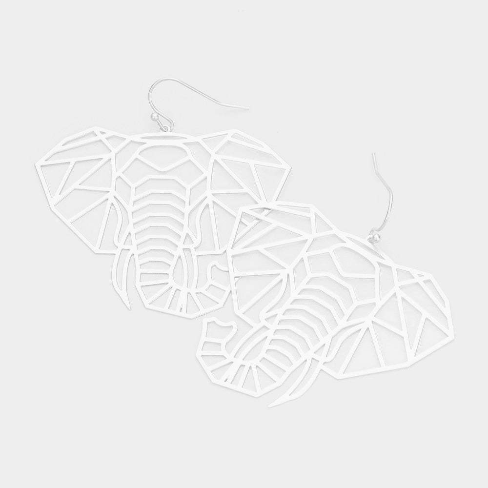 Brass Metal Cutout Elephant Dangle Earrings - Madeline Love - Flyclothing LLC