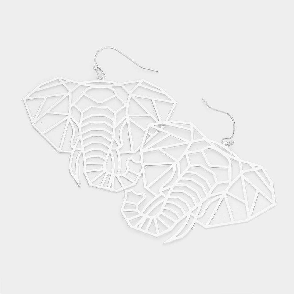 Brass Metal Cutout Elephant Dangle Earrings - Madeline Love - Flyclothing LLC