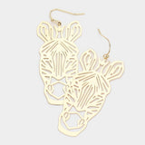 Brass Metal Cutout Zebra Dangle Earrings - Madeline Love - Flyclothing LLC