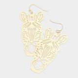 Brass Metal Cutout Zebra Dangle Earrings - Madeline Love - Flyclothing LLC