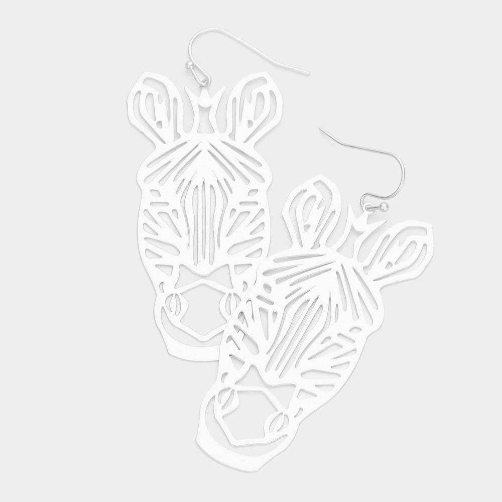 Brass Metal Cutout Zebra Dangle Earrings - Madeline Love - Flyclothing LLC