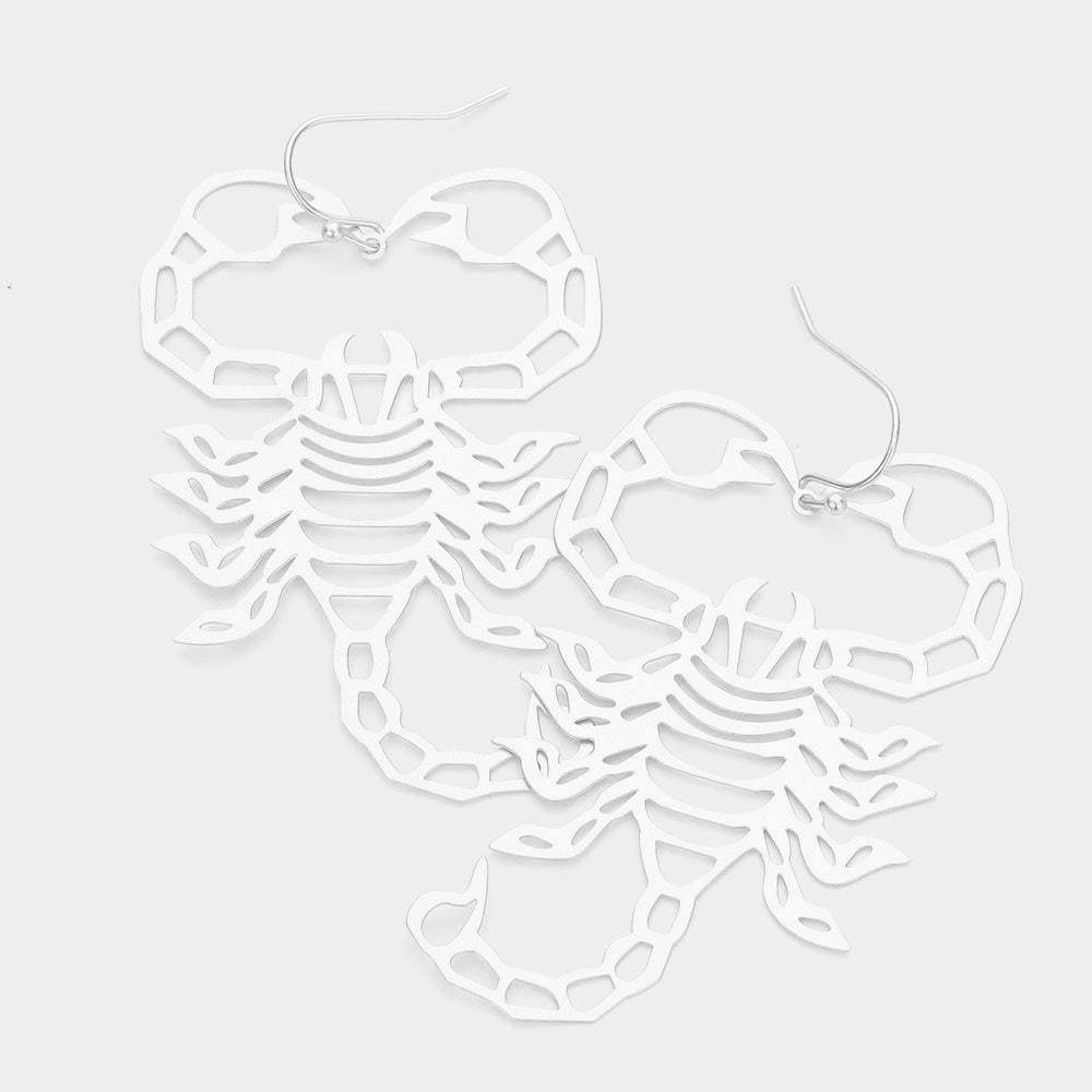 Brass Metal Cutout Scorpion Dangle Earrings - Madeline Love - Flyclothing LLC