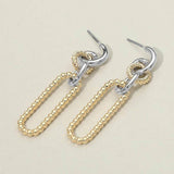 Two Tone Metal Beaded Link Drop Earrings - Madeline Love - Flyclothing LLC