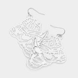 Brass Metal Cutout Skull Dangle Earrings - Madeline Love - Flyclothing LLC