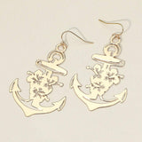 Brass Metal Cutout Anchor Dangle Earrings - Madeline Love - Flyclothing LLC