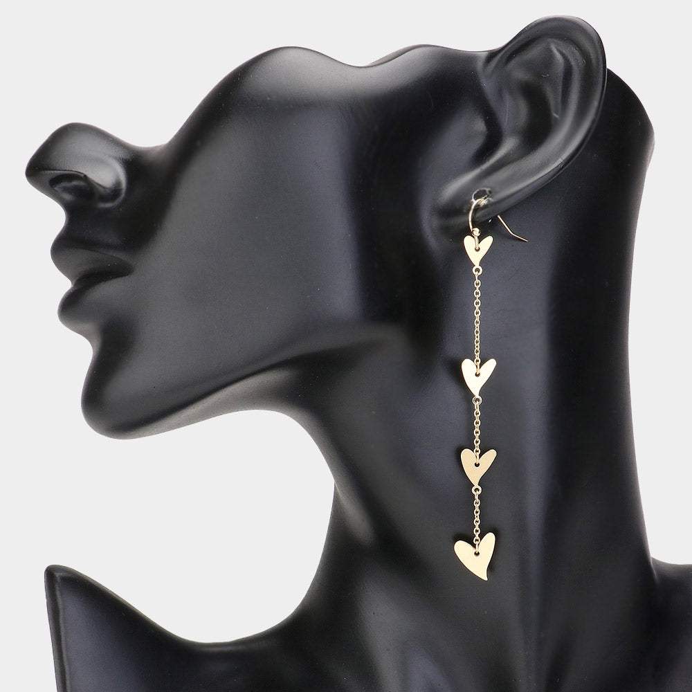 Metal Heart Link Dropdown Earrings - Madeline Love - Flyclothing LLC