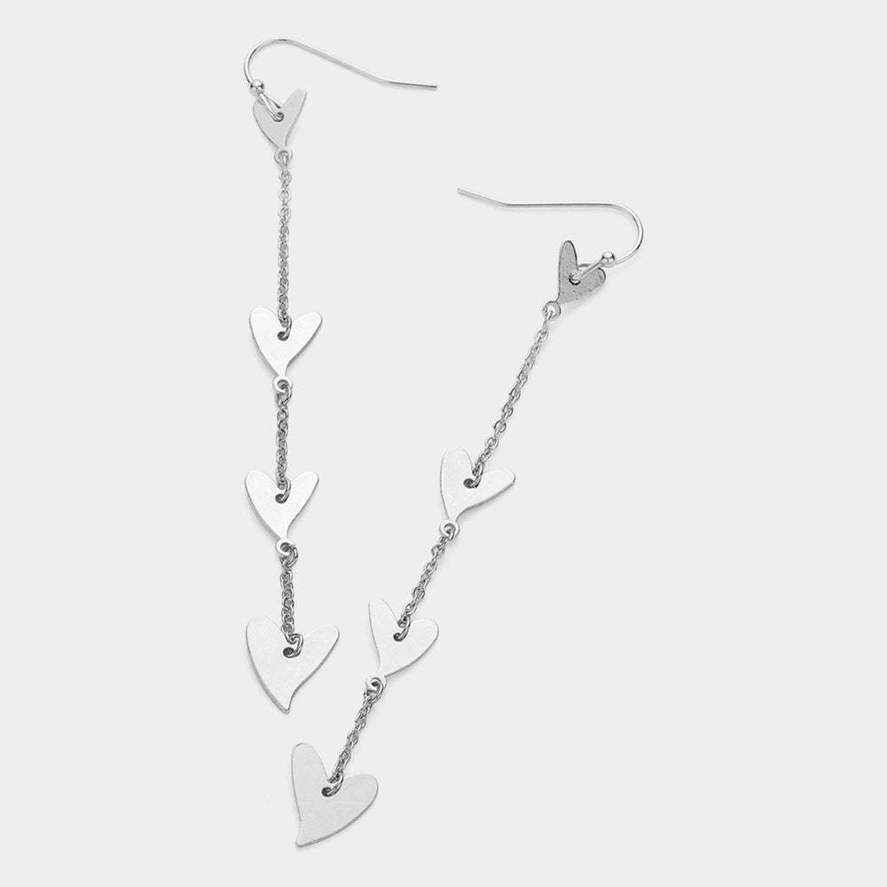 Metal Heart Link Dropdown Earrings - Madeline Love - Flyclothing LLC