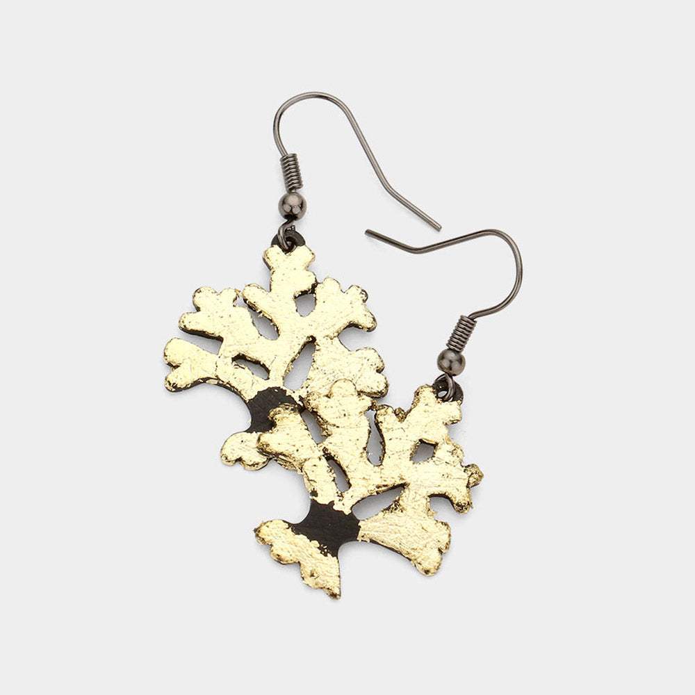 Gold Detailed Metal Tree of Life Dangle Earrings - Madeline Love - Flyclothing LLC