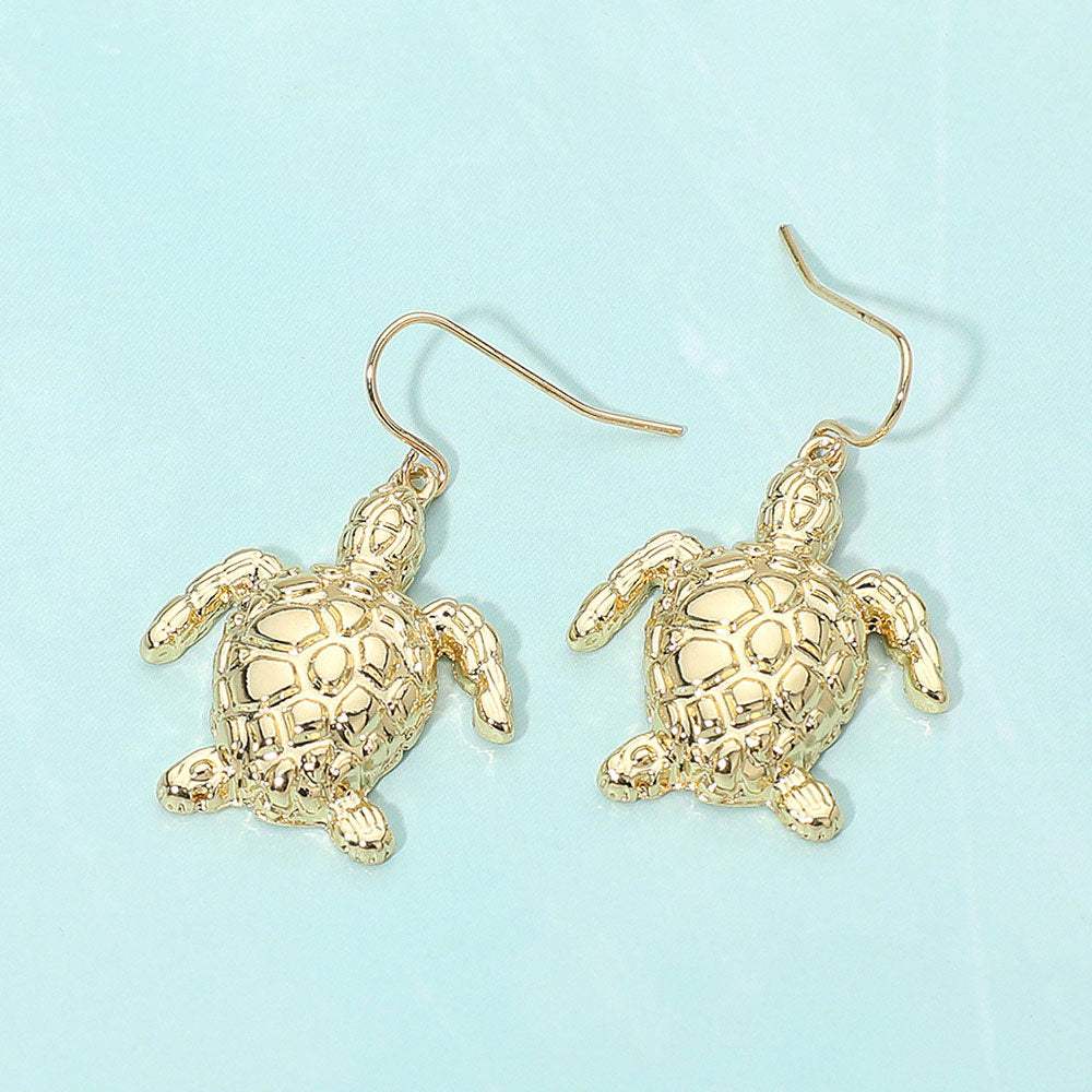 Metal Sea Turtle Drop Dangle Earrings - Madeline Love - Flyclothing LLC