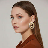 Bold Textured Metal Interlinked Hoop Drop Earrings - Madeline Love - Flyclothing LLC