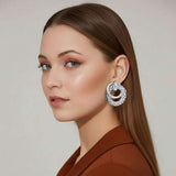 Bold Textured Metal Interlinked Hoop Drop Earrings - Madeline Love - Flyclothing LLC