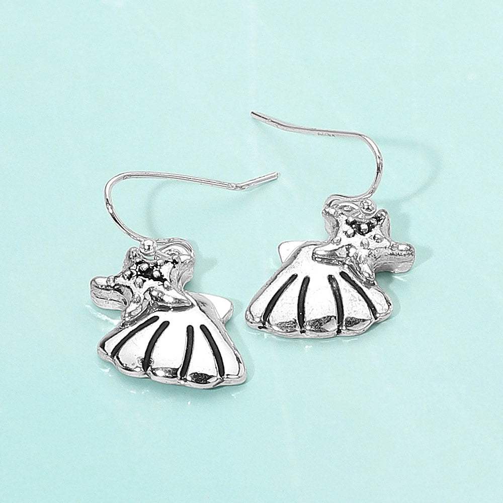 Metal Starfish Shell Dangle Earrings - Madeline Love - Flyclothing LLC