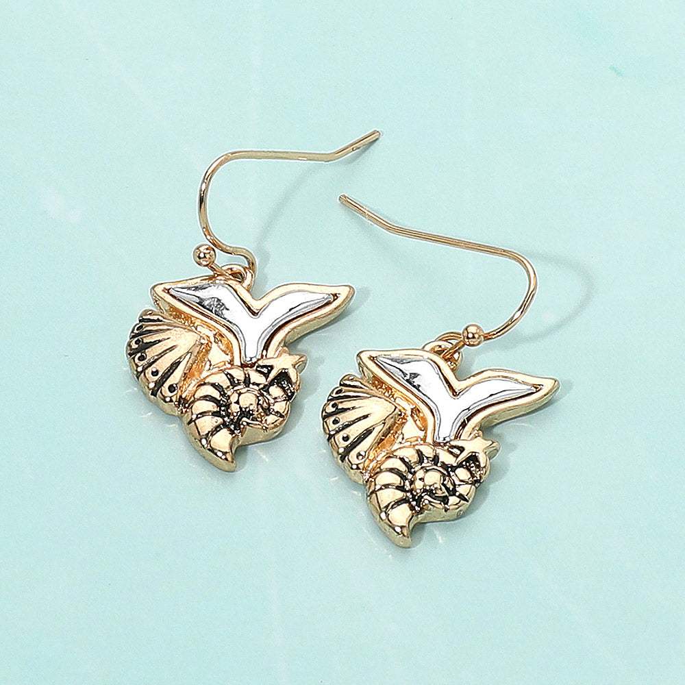 Metal Whale Tail Starfish Conch Shell Dangle Earrings - Madeline Love - Flyclothing LLC