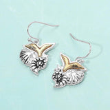 Metal Whale Tail Starfish Conch Shell Dangle Earrings - Madeline Love - Flyclothing LLC