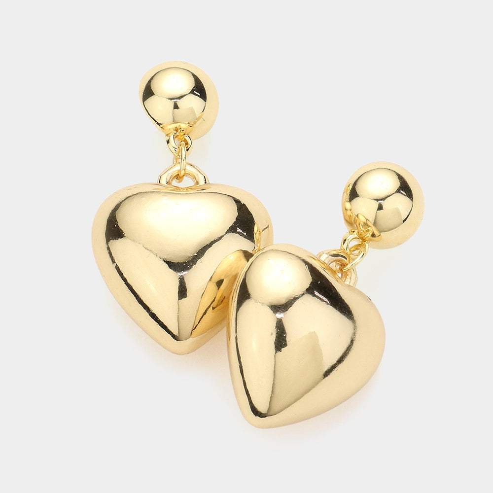 Metal Heart Dangle Earrings - Madeline Love - Flyclothing LLC