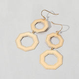 Metal Double Octagon Link Drop Dangle Earrings - Madeline Love - Flyclothing LLC