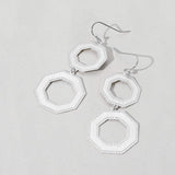 Metal Double Octagon Link Drop Dangle Earrings - Madeline Love - Flyclothing LLC