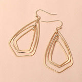 Metal Wire Geometric Triple Layered Dangle Earrings - Madeline Love - Flyclothing LLC