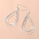Metal Wire Geometric Triple Layered Dangle Earrings - Madeline Love - Flyclothing LLC