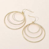 Textured Metal Triple Layered Hoop Dangle Earrings - Madeline Love - Flyclothing LLC