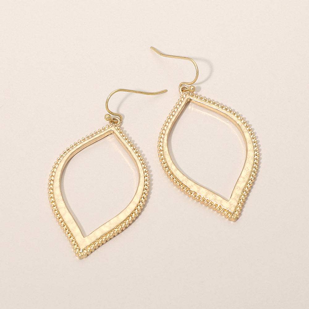 Textured Metal Open Frame Earrings - Madeline Love - Flyclothing LLC