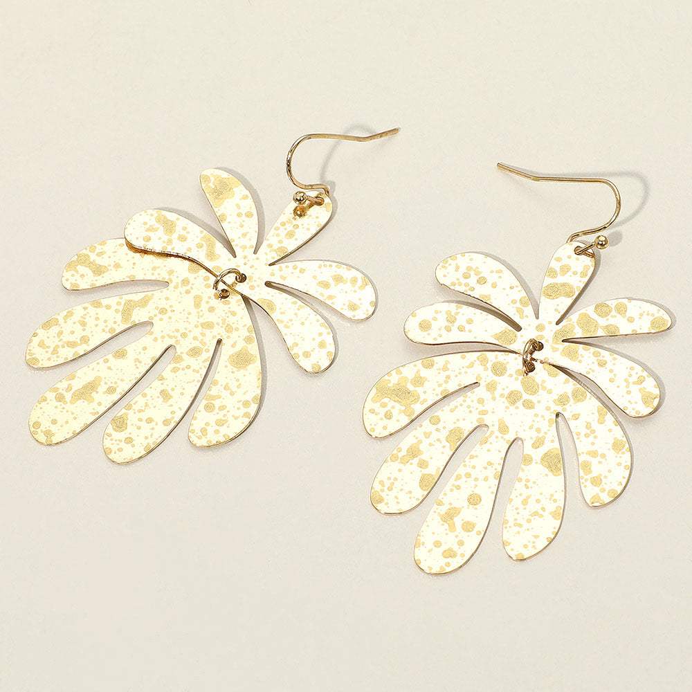 Splash Metal Leaf Link Dangle Earrings - Madeline Love - Flyclothing LLC