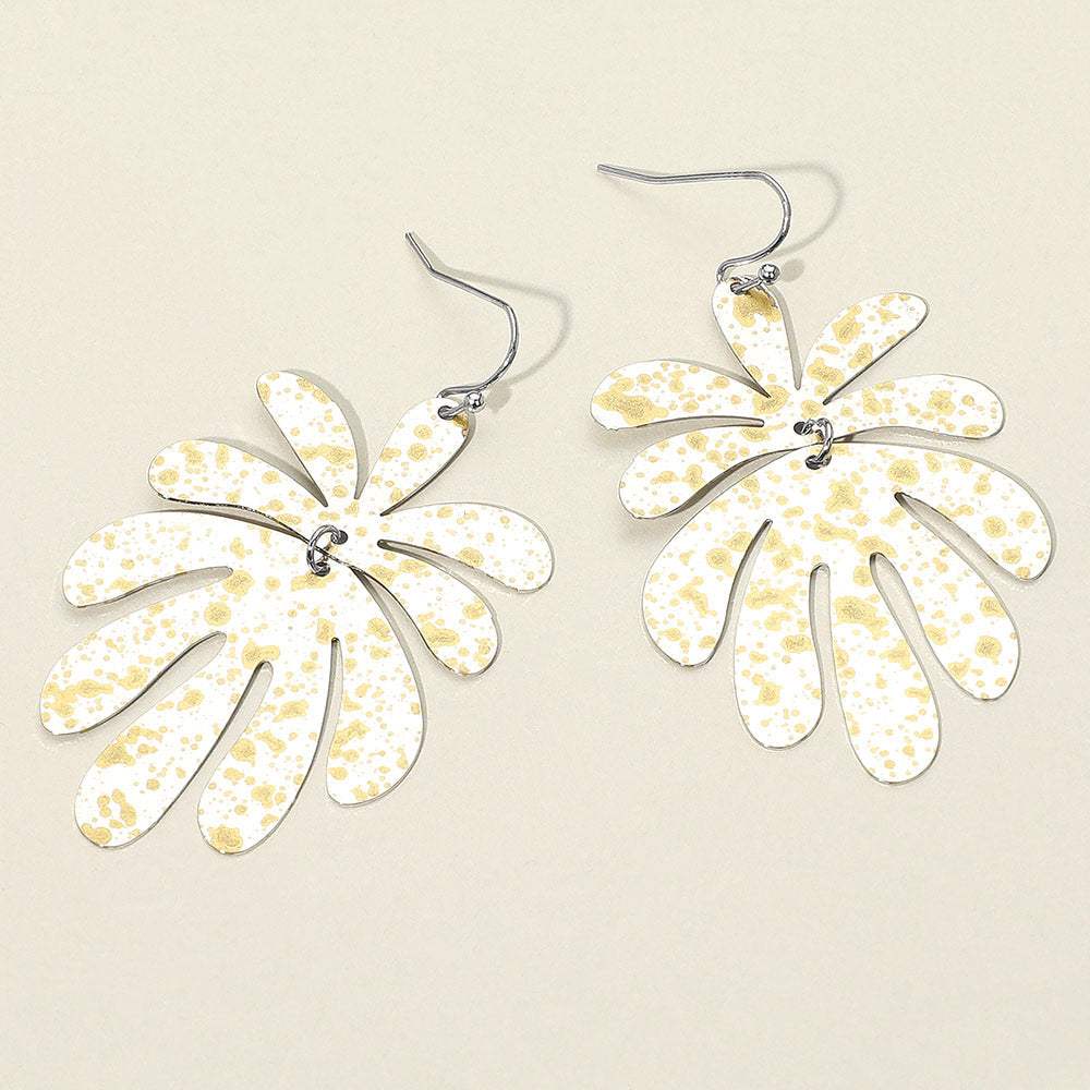 Splash Metal Leaf Link Dangle Earrings - Madeline Love - Flyclothing LLC