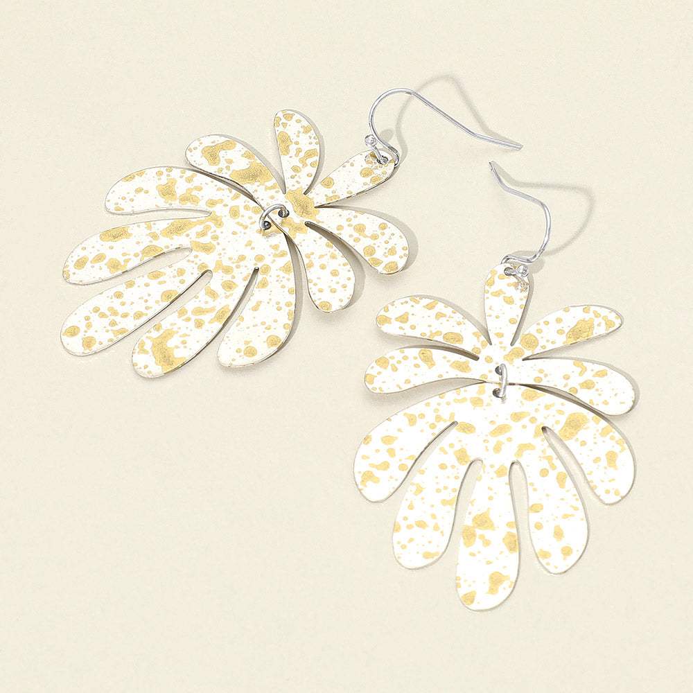 Splash Metal Leaf Link Dangle Earrings - Madeline Love - Flyclothing LLC