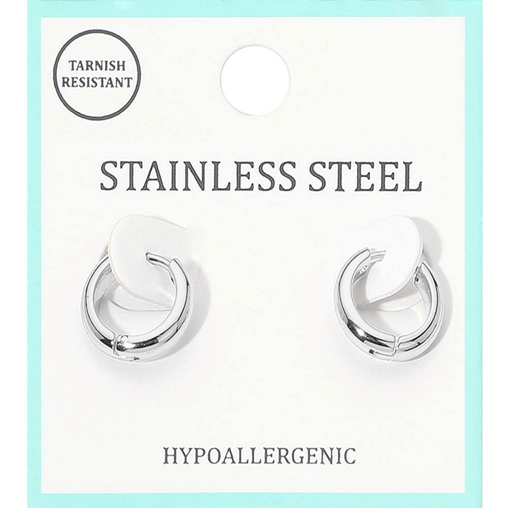 Stainless Steel Mini Huggie Hoop Earrings - Madeline Love - Flyclothing LLC