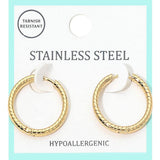 Stainless Steel Textured Huggie Hoop Earrings - Madeline Love - Flyclothing LLC