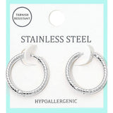 Stainless Steel Textured Huggie Hoop Earrings - Madeline Love - Flyclothing LLC