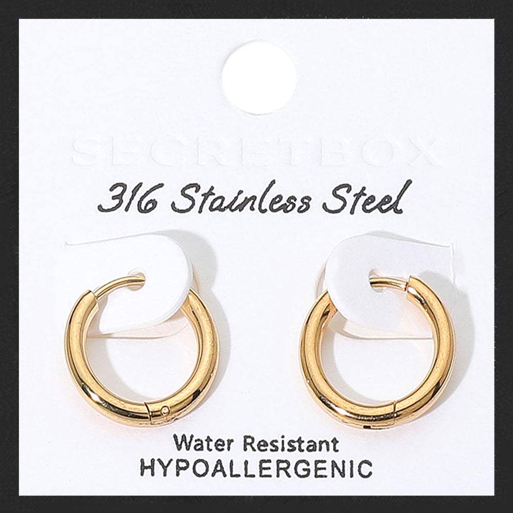 SECRET BOX Stainless Steel Huggie Hoop Earrings - Madeline Love - Flyclothing LLC