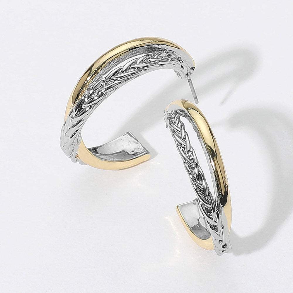 14K Gold Plated Crisscross Metal Hoop Earrings - Madeline Love - Flyclothing LLC