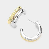 Two Tone Metal Hoop Earrings - Madeline Love - Flyclothing LLC