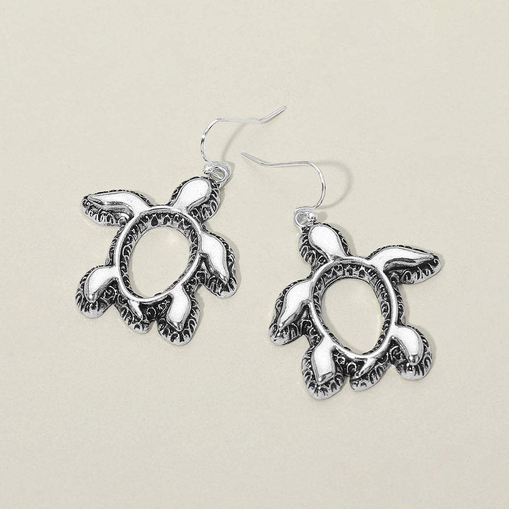 Antique Metal Open Sea Turtle Drop Earrings - Madeline Love - Flyclothing LLC