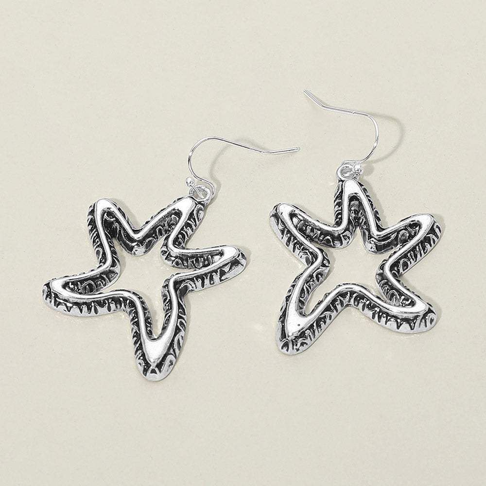 Antique Metal Open Starfish Drop Earrings - Madeline Love - Flyclothing LLC