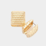 Textured Square Metal Huggie Earrings - Madeline Love - Flyclothing LLC