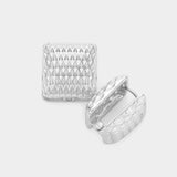Textured Square Metal Huggie Earrings - Madeline Love - Flyclothing LLC