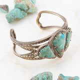 Maltese Blue Turquoise Golden Cuff Bracelet - Barse Jewelry