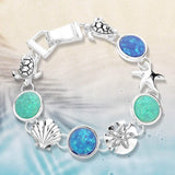 Sea Glass Embossed Metal Sea Life Magnetic Link Bracelet - Madeline Love - Flyclothing LLC
