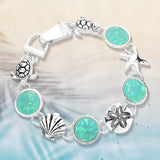 Sea Glass Embossed Metal Sea Life Magnetic Link Bracelet - Madeline Love - Flyclothing LLC