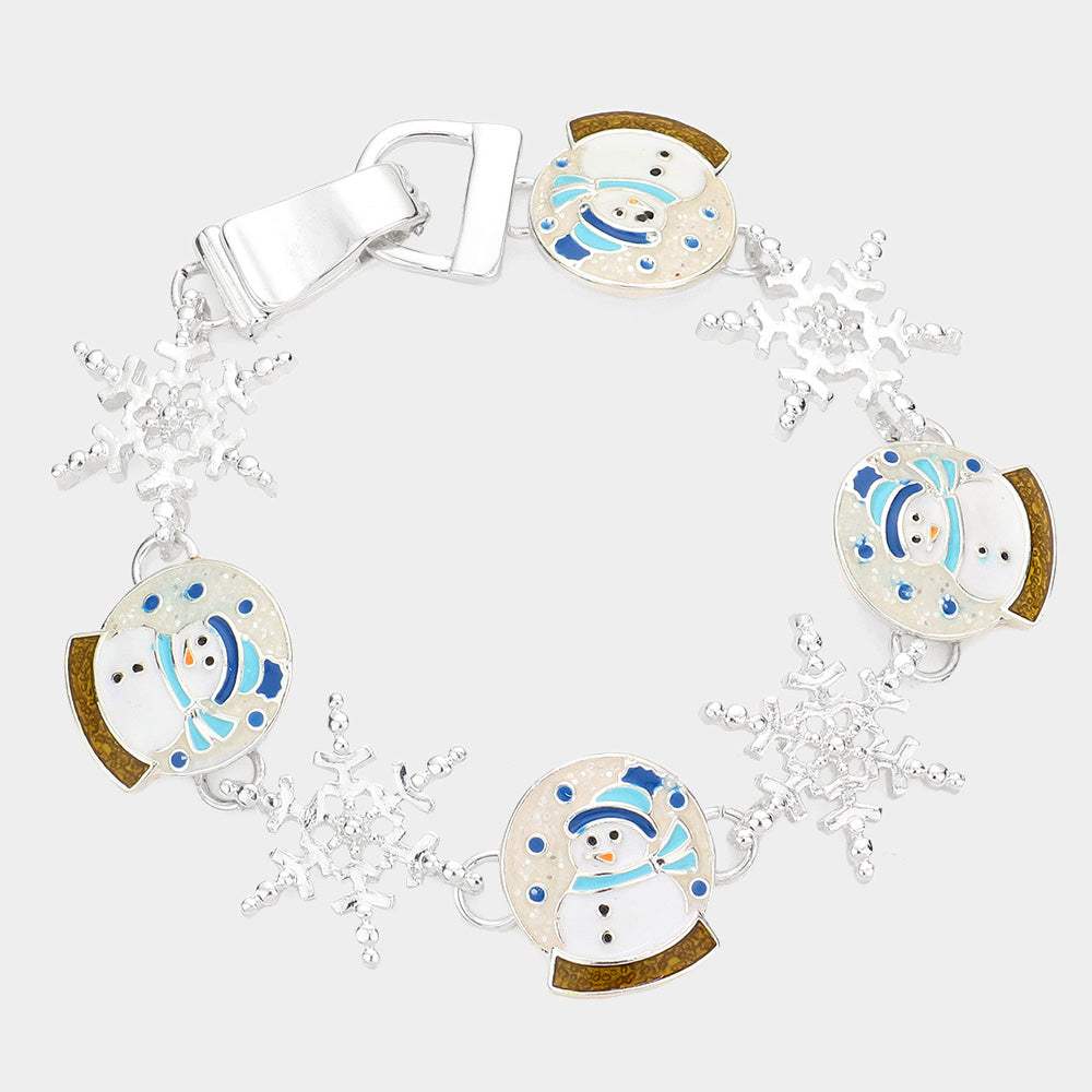 Enamel Snowman Link Magnetic Bracelet - Madeline Love - Flyclothing LLC