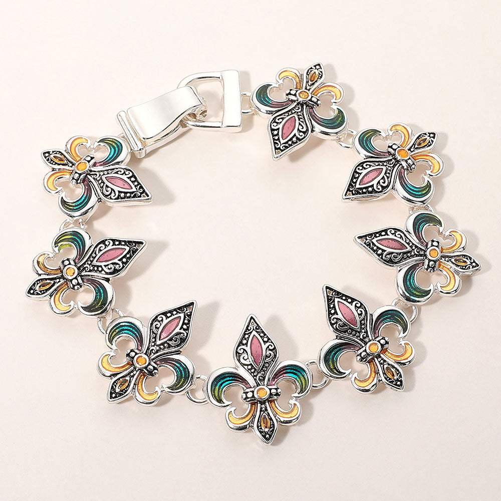 Enamel Fleur de Lis Link Magnetic Bracelet - Madeline Love - Flyclothing LLC