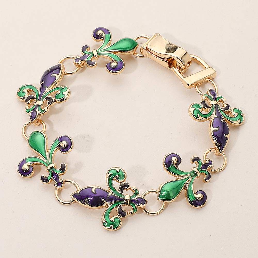 Enamel Fleur de Lis Link Magnetic Bracelet - Madeline Love - Flyclothing LLC